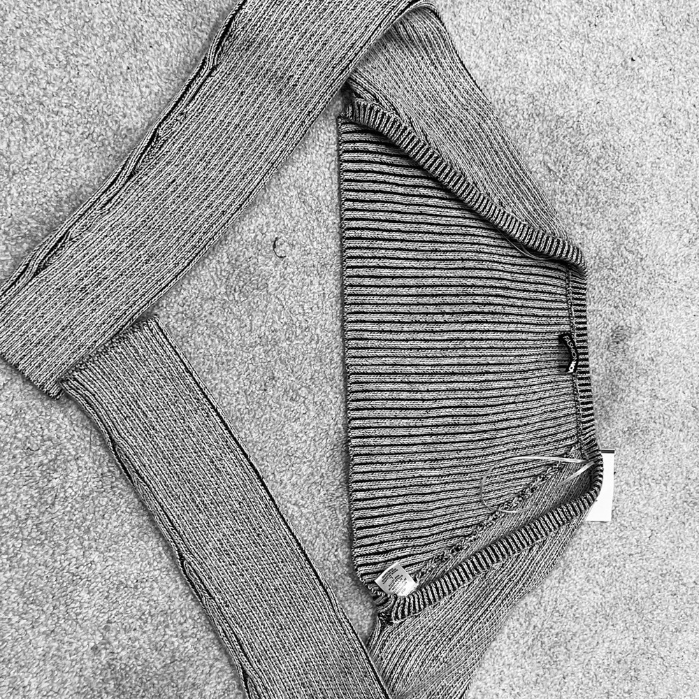 Gray Ribbed Knit Sweater